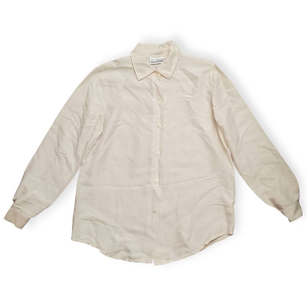 Elegant Cream Women's 100% Silk Blouse - Picture 2 of 4